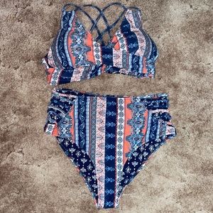 Cupshe 2 piece high waisted swimsuit
